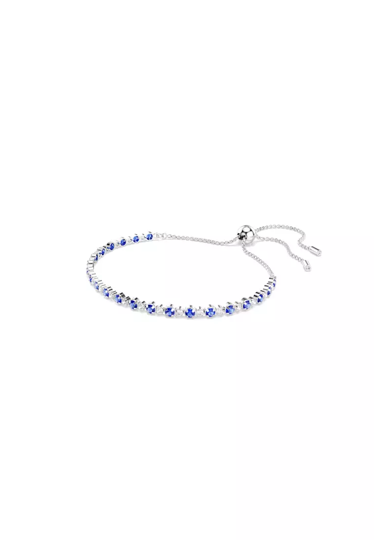 Matrix Tennis bracelet, Mixed round cuts, Pink, Rhodium plated