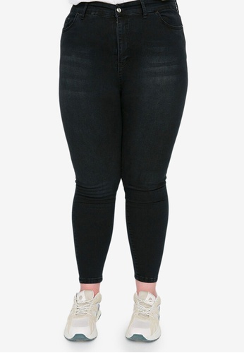Trendyol black Plus Size High Waist Skinny Jeans 9BE07AA7C5C385GS_1