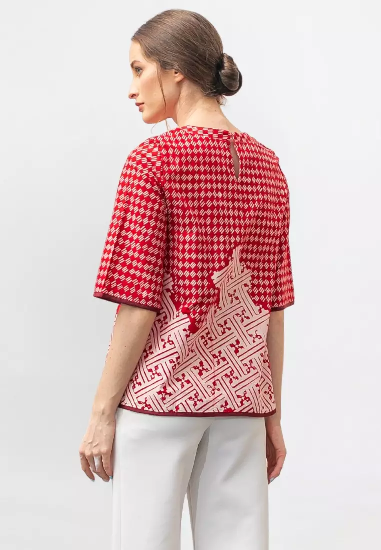 Blouse Noela Batik Merah