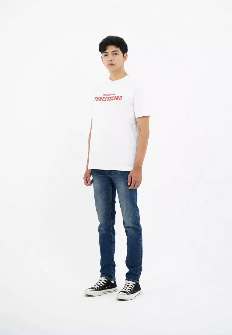 3Second Men's T-Shirt Short Sleeve Regular Fit Cotton Logo Script Barley OL-C640125
