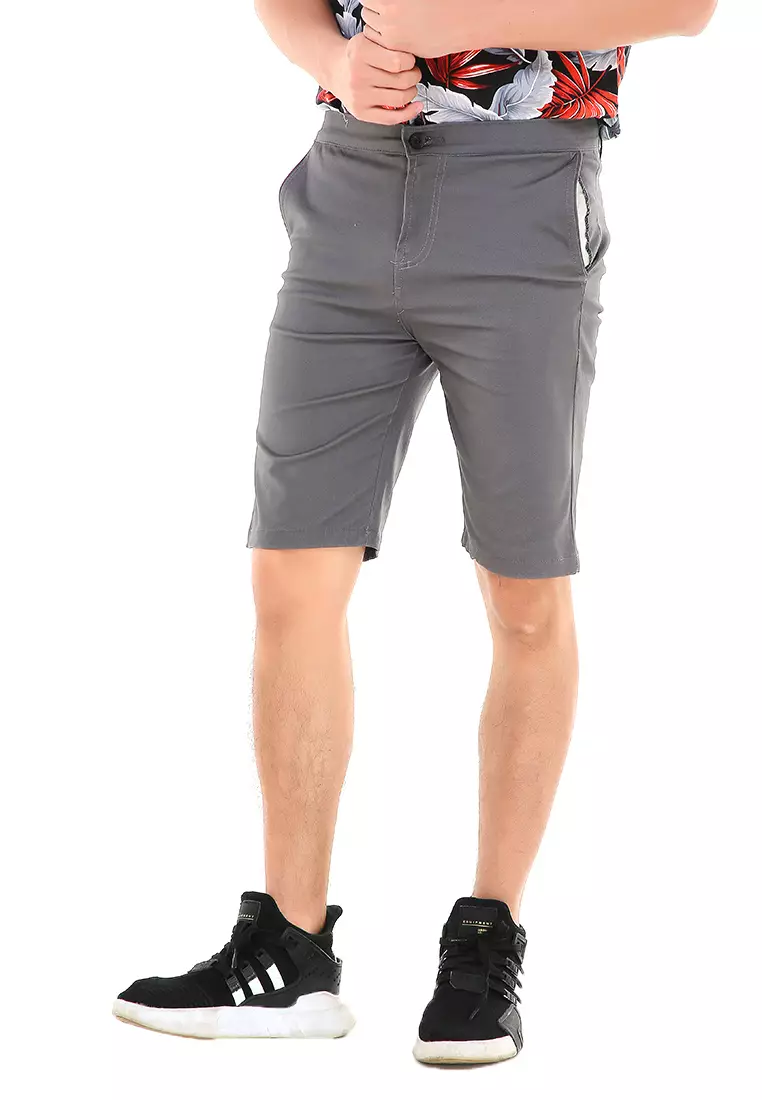 Rishham Celana Pendek Chino Pria Premium Stylish Casual Short Pants Material Cotton ORIGINAL - Gray