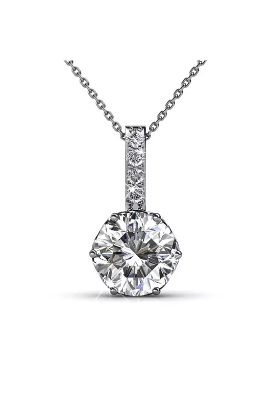 Opium Pendant Necklace Embellished with SWAROVSKI® crystals-White Gold/Clear