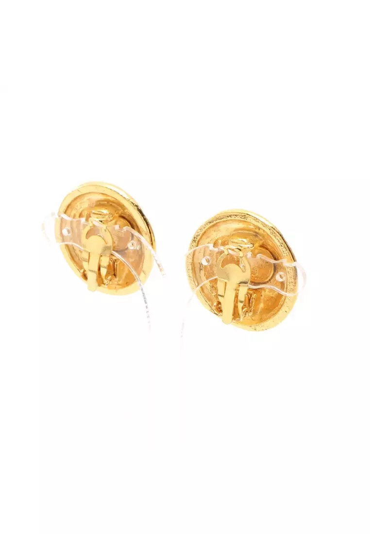Pre-loved CHANEL coco mark earrings GP gold vintage