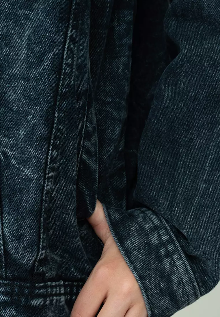 Jaket Jeans Wanita Polos Tebal Dilan Jaket Denim Hitam Pudar Unisex