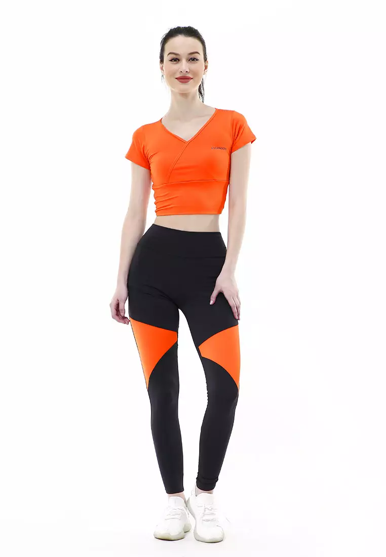 Jovita One Set Atasan Bawahan Baju Senam Aerobik Relaxed Fit - Oren