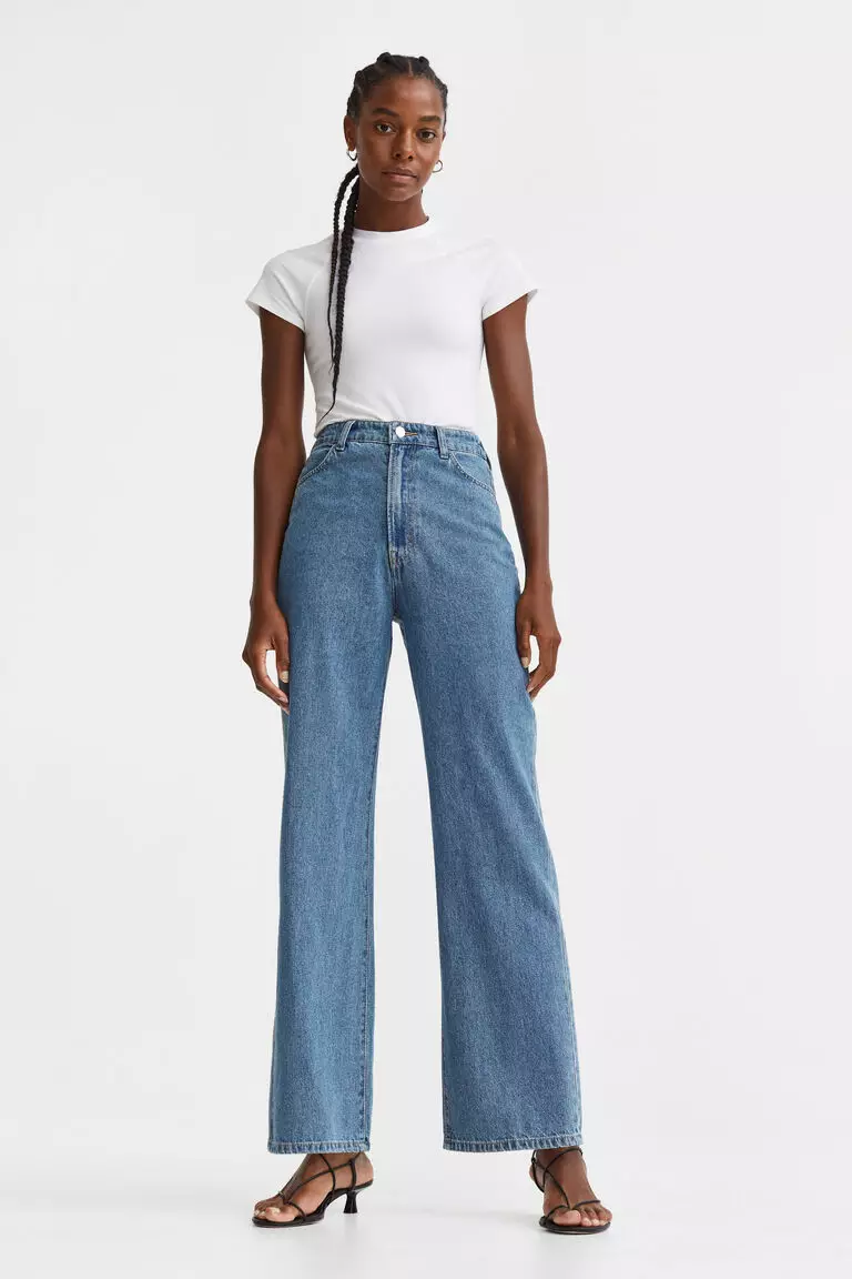 H&m wide high jeans sales