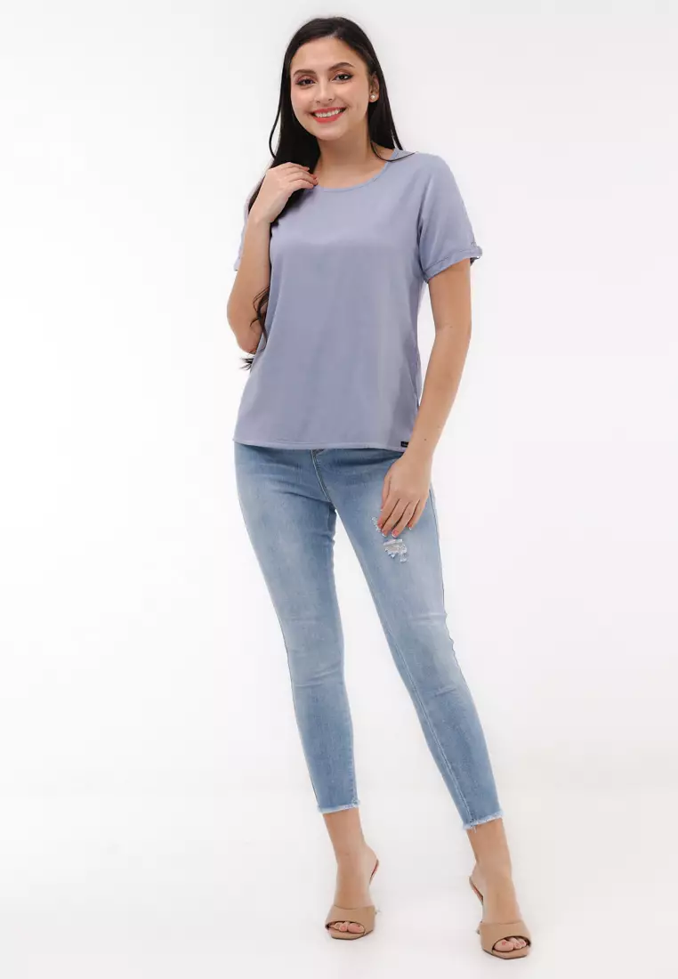 Single Twill Woven Short Sleeves Blouse