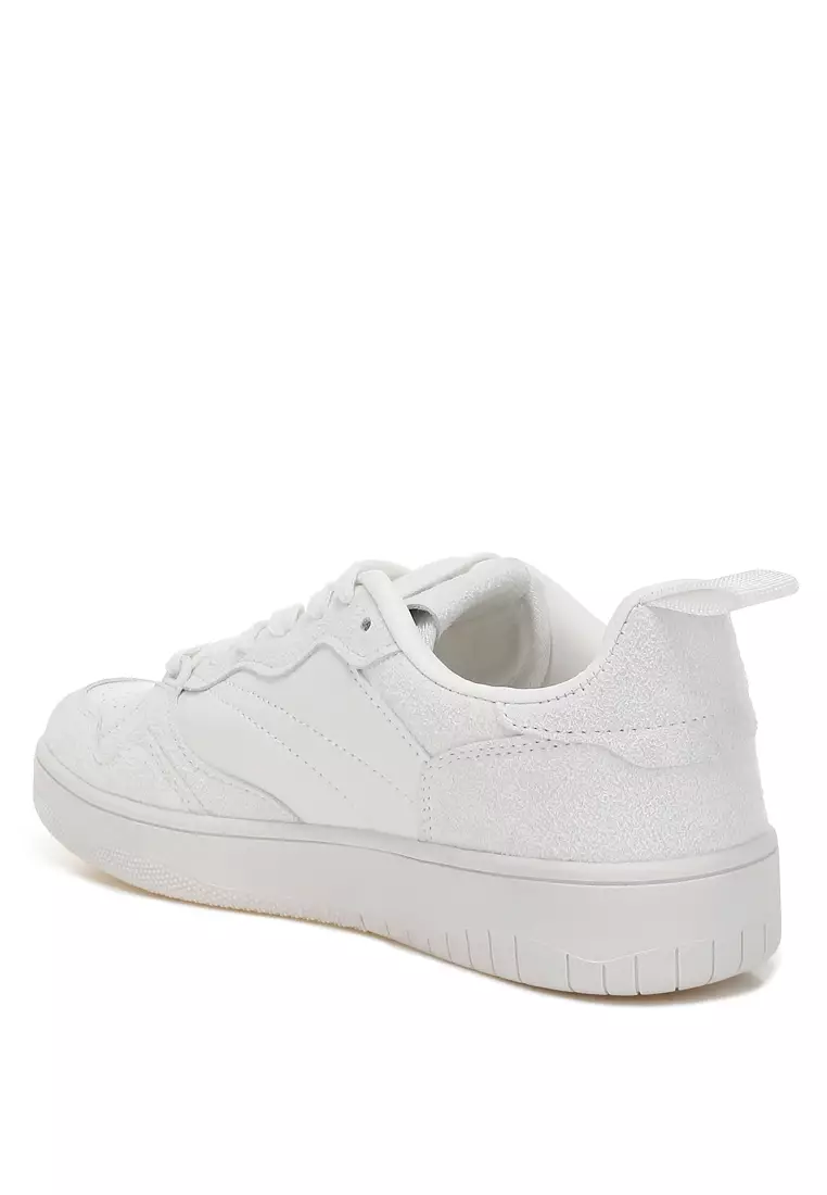 Faux Leather Casual Sneakers in White