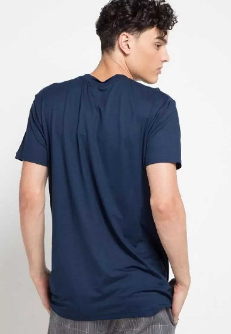 MTC84B stacked rectangle nv T-shirt Navy