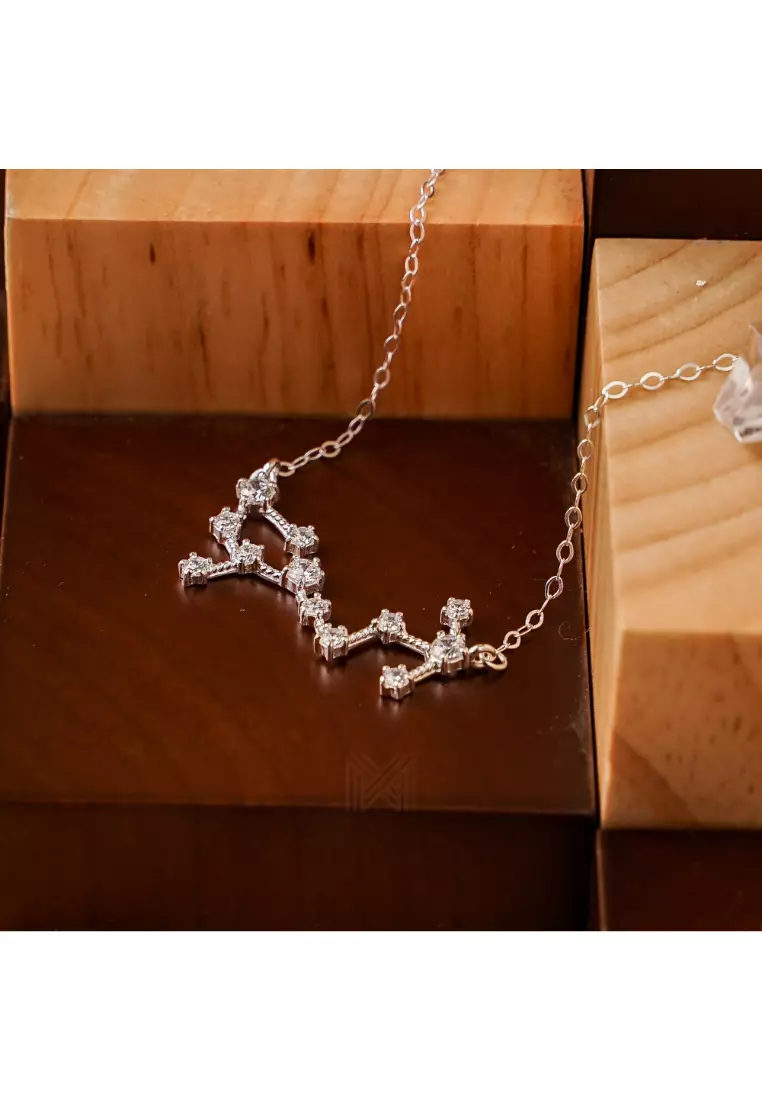 Match The Stars Scorpio Constellation Silver Necklace with 925 Sterling Silver