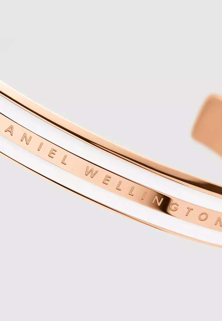 Emalie Slim Bracelet Satin White Medium  - 丹尼爾惠靈頓 DW OFFICIAL - 雙塗層不鏽鋼  Stainless steel Enamel cuff bracelet for women and men女士手鐲 男士手鐲
