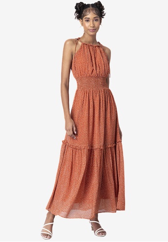 FabAlley Orange Polka Halter Smocked Waist Maxi Dress 2023 | Buy FabAlley  Online | ZALORA Hong Kong