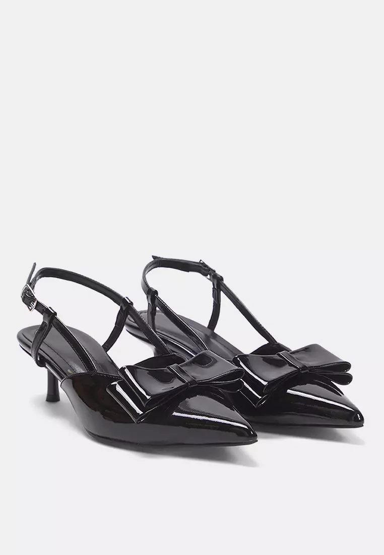 Bow Patent Leather Kitten Heels