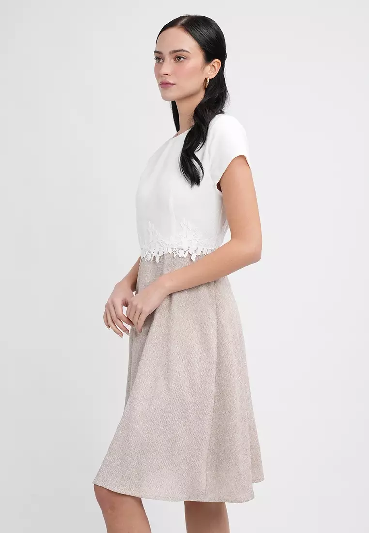 Kylie Elegant Two-Tone A-Line Dress