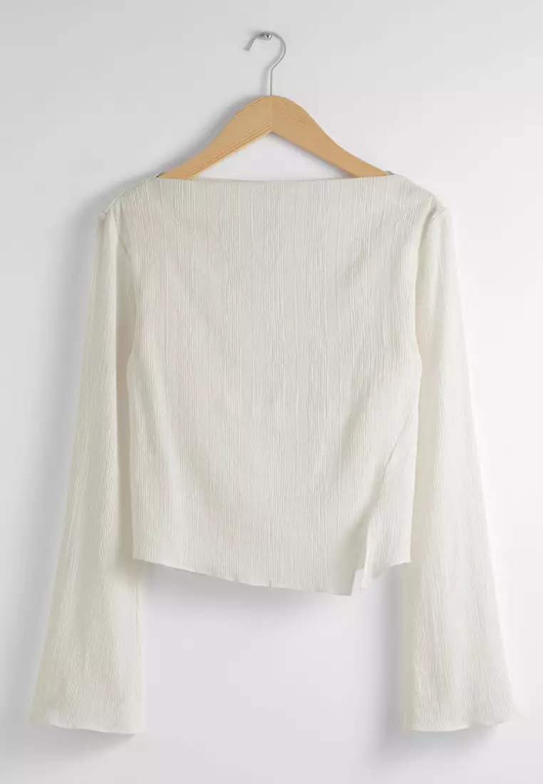 Cropped Asymmetric Frilled Top