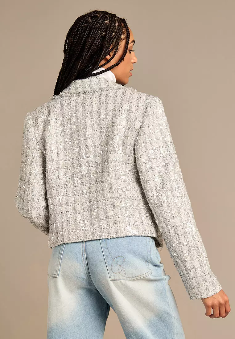 Olivia Silver Sequin Boucle Blazer