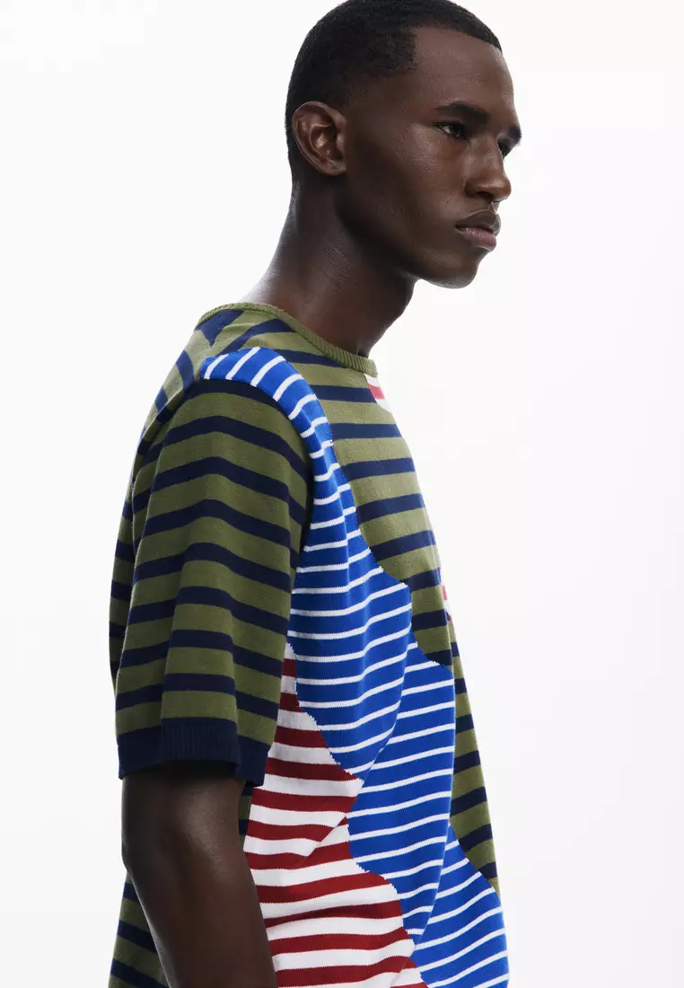 Asymmetric striped T-shirt
