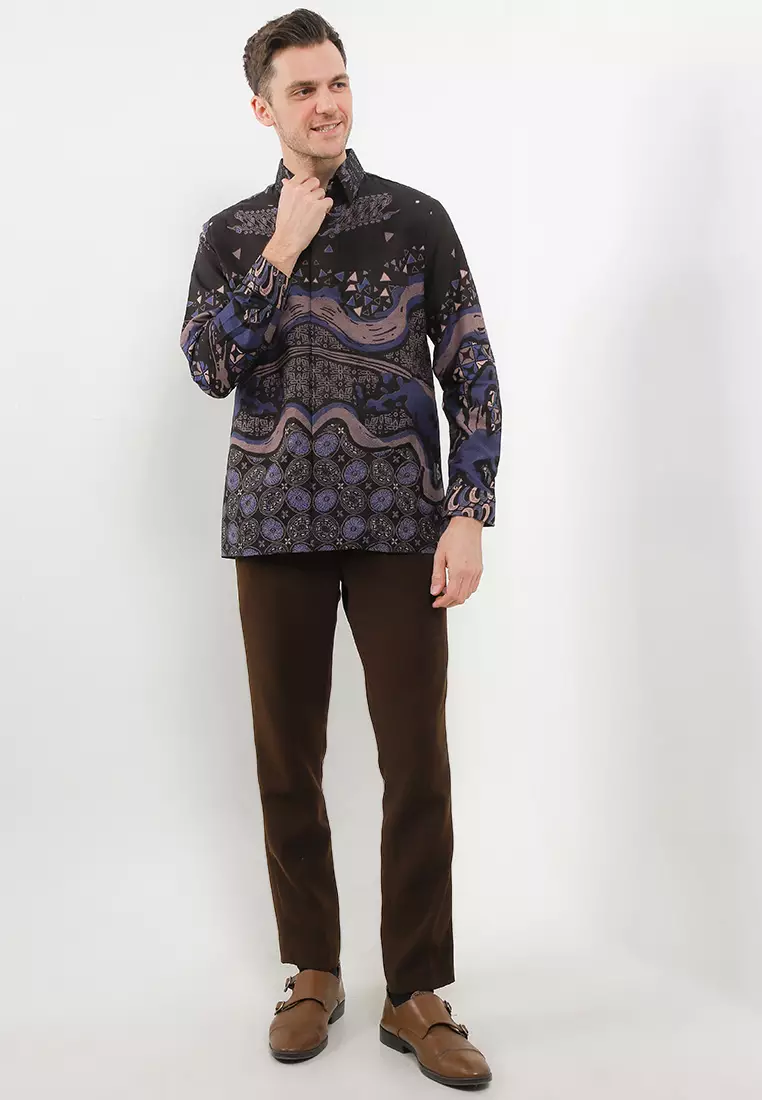 BATIK TALENTA EXCLUSIVE Lengan PANJNG DOBBY KATUN HALUS BLUE BEACH