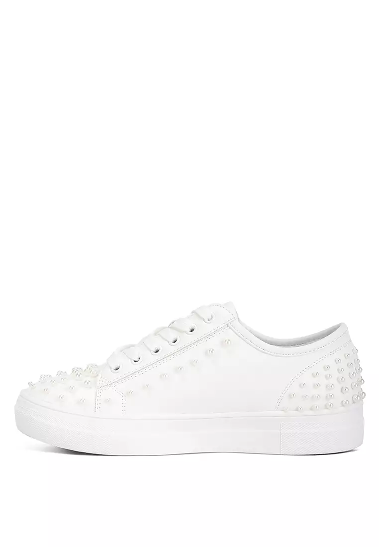 White sale studded sneakers