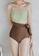 ZITIQUE green and brown Women's Non-wired One-piece Swimsuit - Green and Brown F685CUS2B943A9GS_2