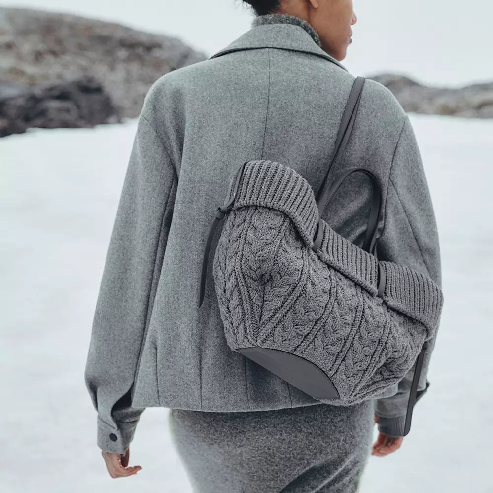 Cyme Mini Shopping Bag Merino Wool Galet