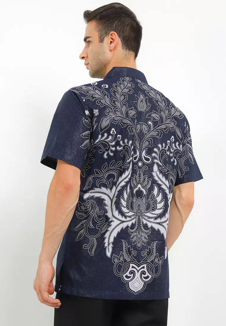 Hem Kemeja Lengan Pendek Reguler Fit Farezel New Katun Prada Premium Navy