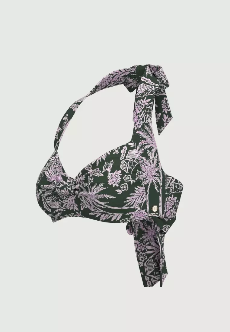 Tropadelic Days Green Knot Front Bikini Top