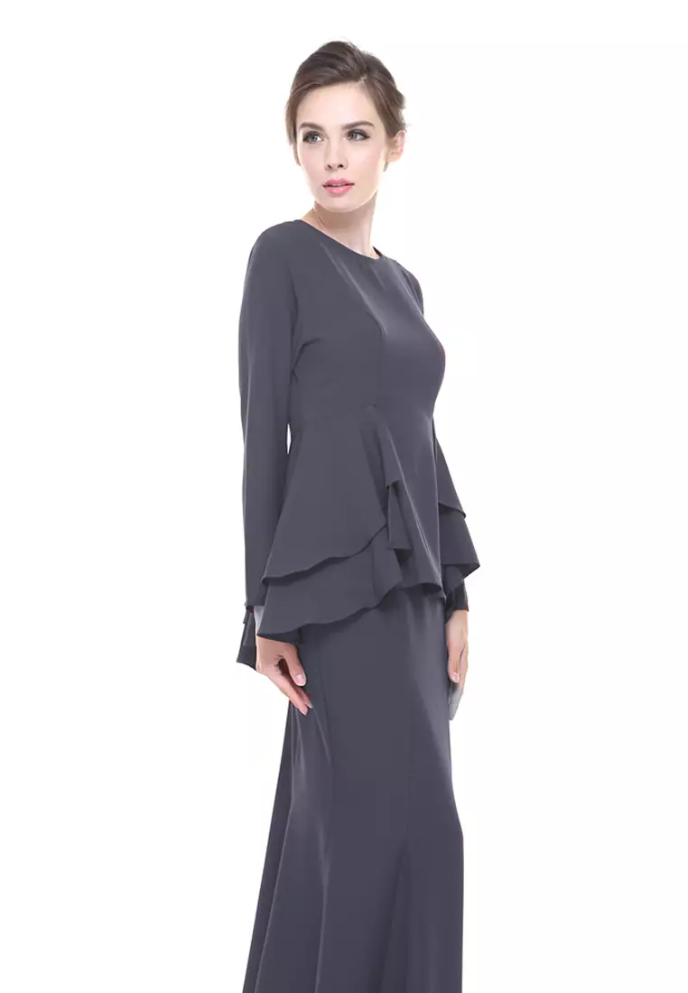 Lora Peplum in Dark Grey New