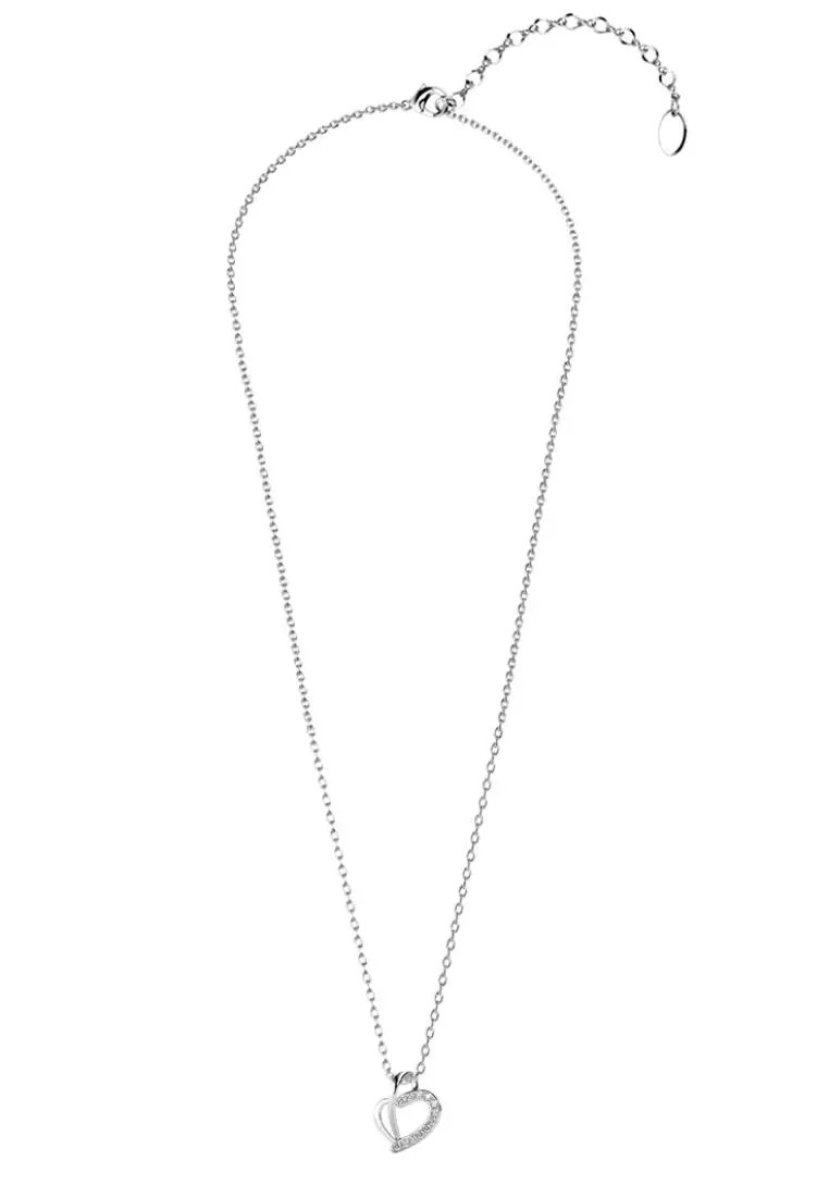 Buckle Love Pendant WG - Kalung Crystal by Her Jewellery