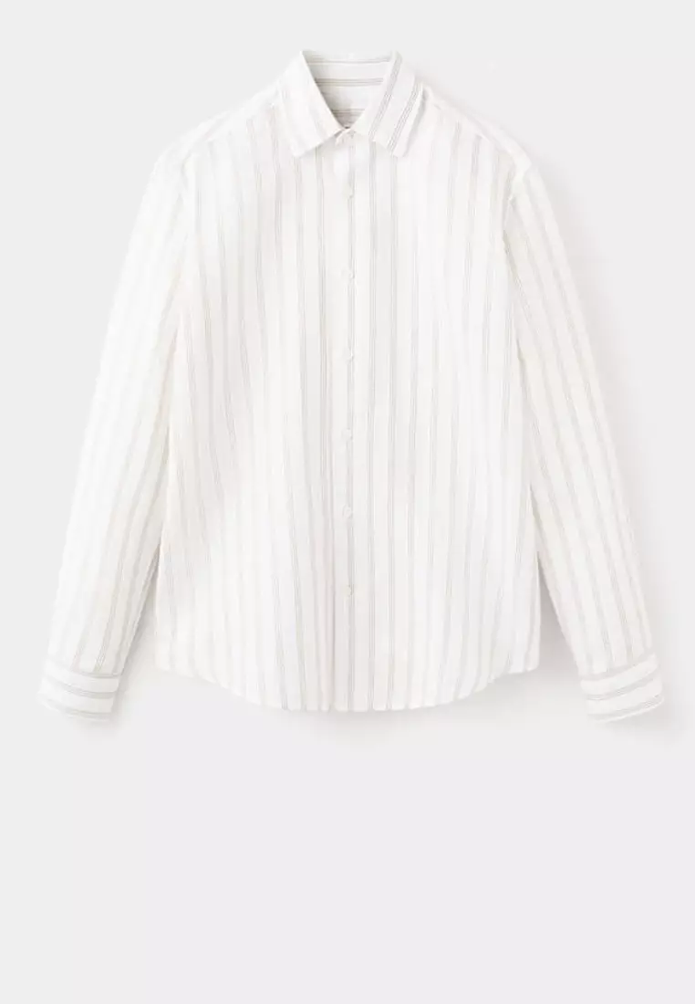 Linen-Cotton Blend Stripe Shirt