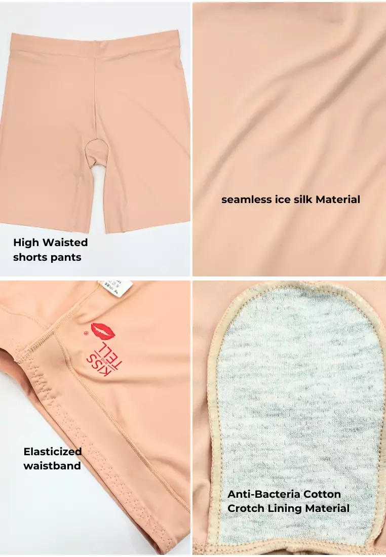 2 Pack Miranda Mid Rise Seamless Safety Shorts Panties in Nude and Black