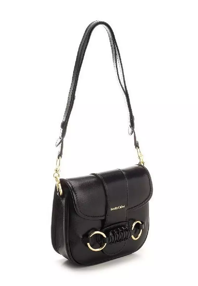 Saddie In Goatskin Shoulder Bag in Black