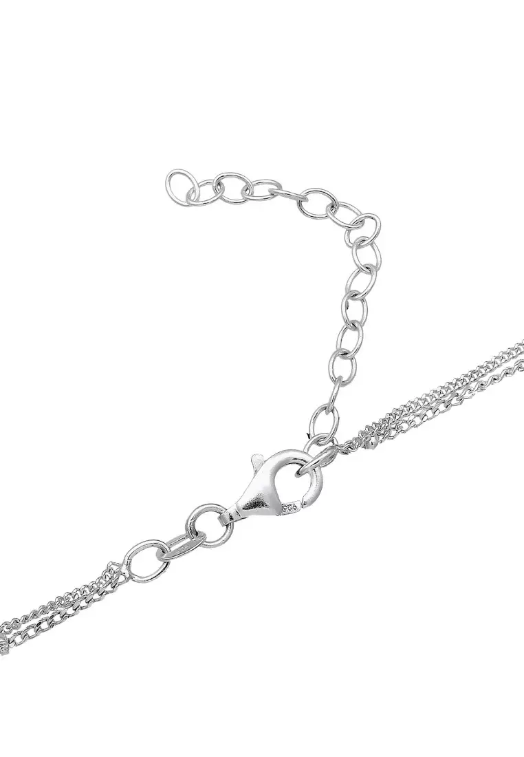 Kalung Perhiasan Perak 925 Wanita Choker Satellite Chain Layer Trend Synthetic Opal