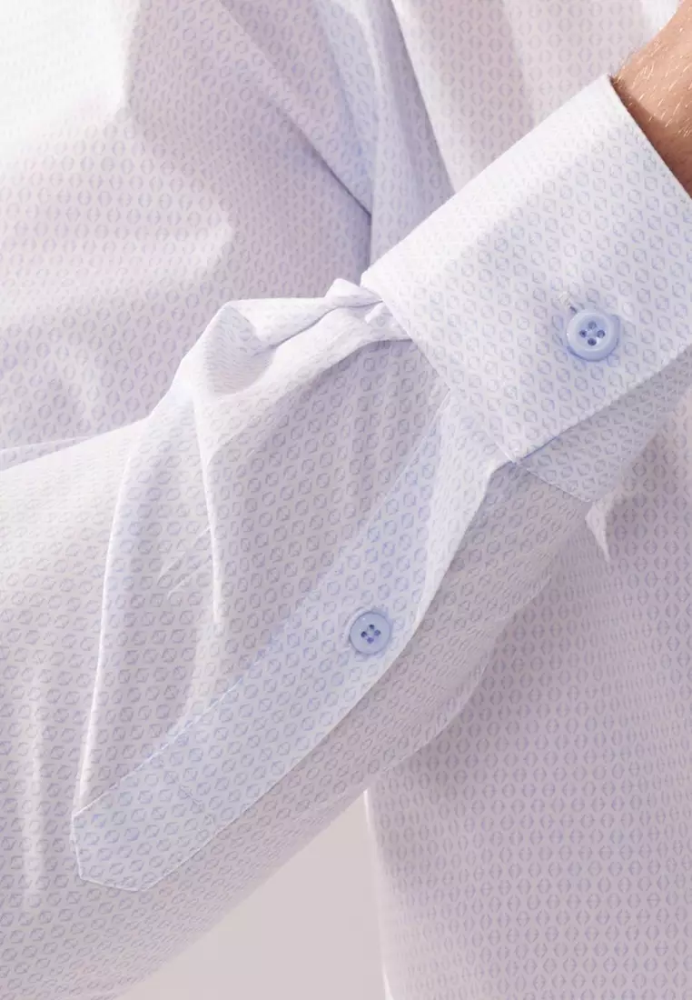 Light Blue Diamond Print Slim Fit Shirt