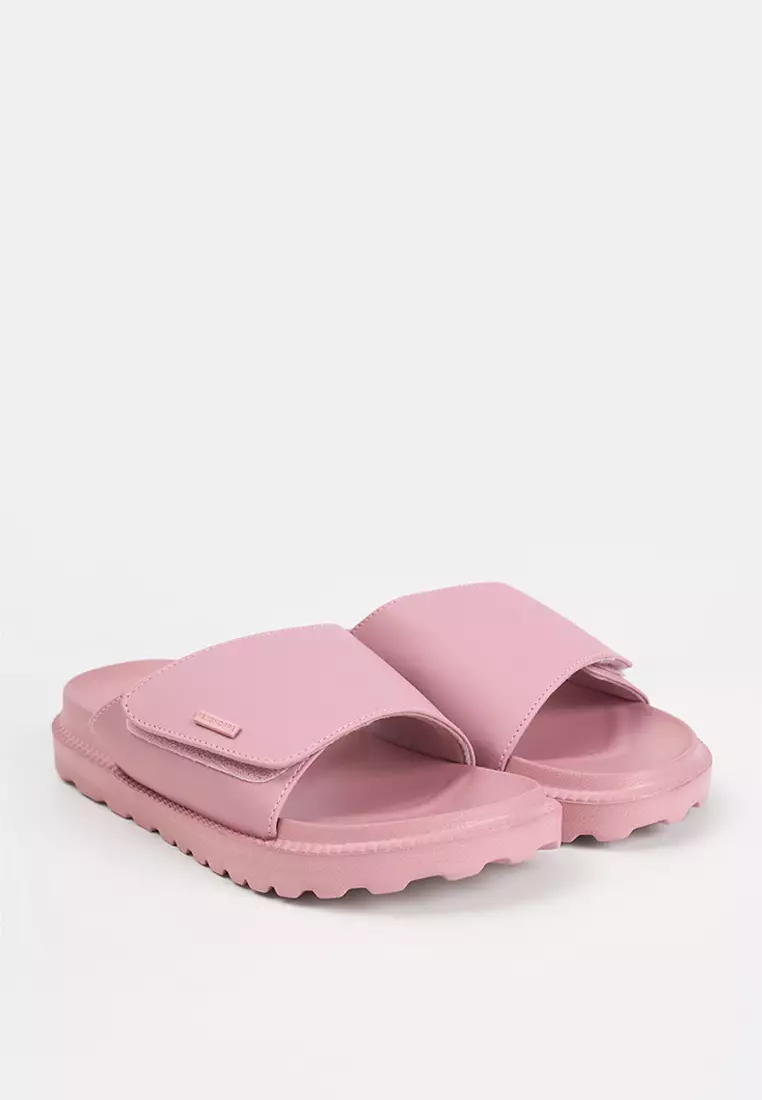 Women's Platform Slides with Metal Branding