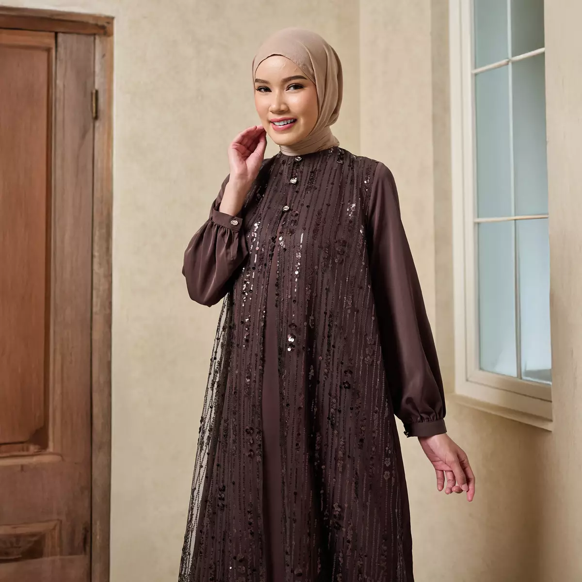 [Raya Collection] ZM Zaskia Mecca - Binora Gamis Wanita Brown | Jejak Teduh Series Arta Pusaka | Koleksi Ramadhan Series