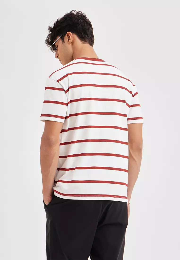 Buy Penshoppe Relaxed Fit Striped T Shirt With J Patch 2024 Online