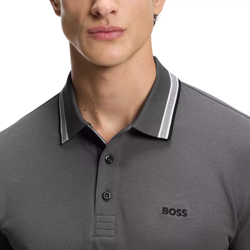 Style Paddy Contrast Logo Polo Shirt Dark Grey/Black