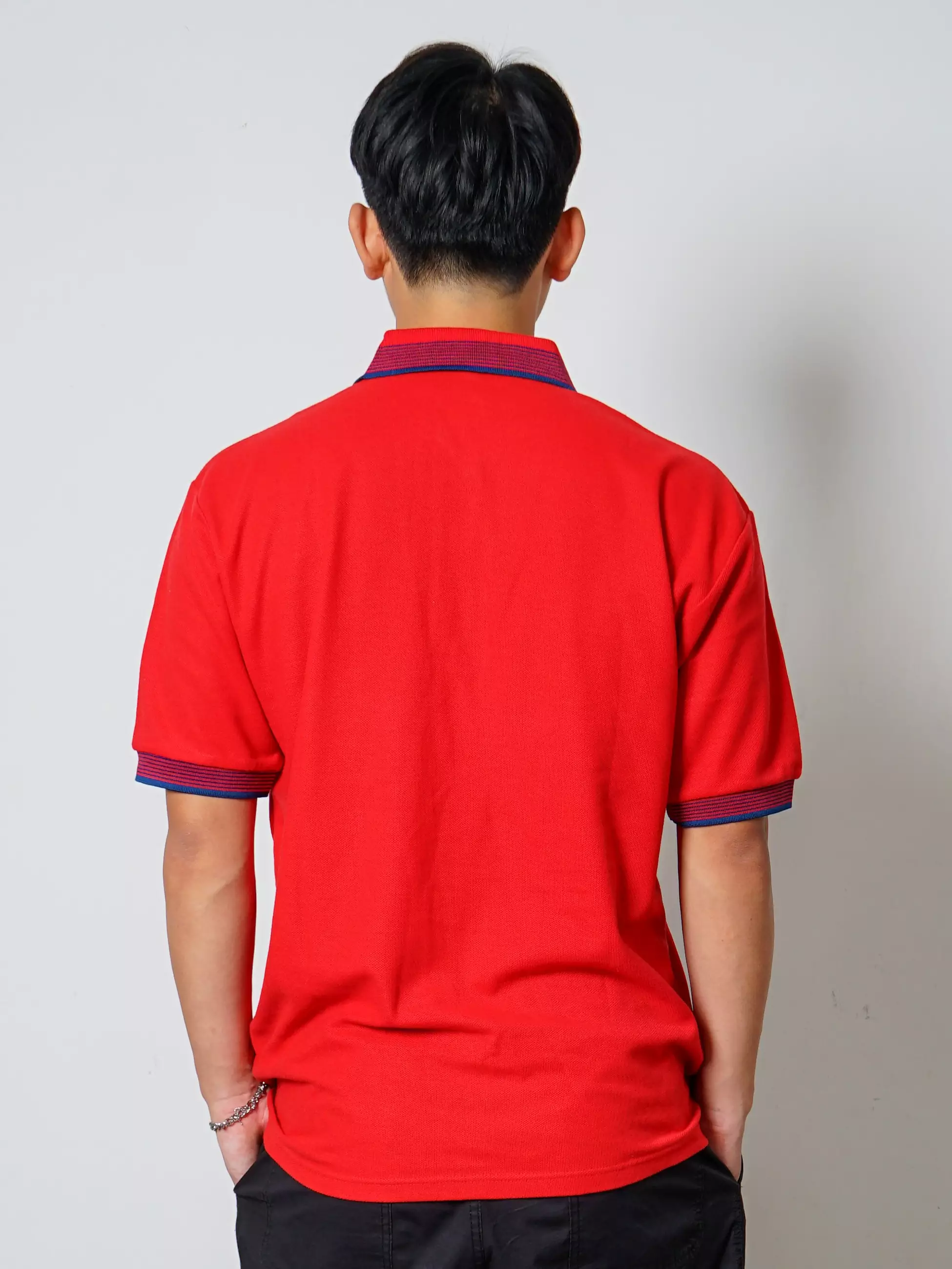 Andre Michel Kaos Polo Shirt Lengan Pendek Merah Lis Biru 922 33