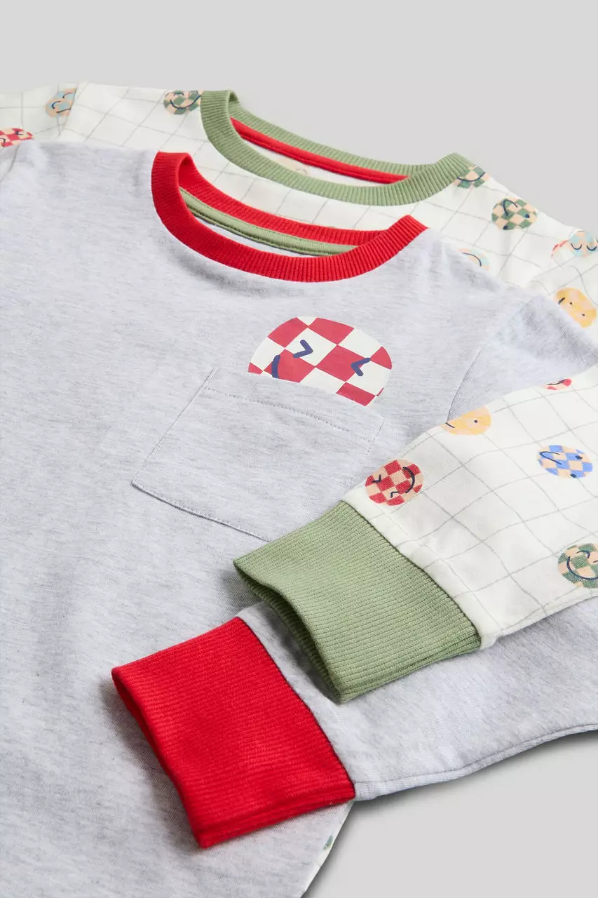 Mothercare 2 Pack Smiley Faces Pyjamas - Piyama Anak Laki-laki (Multi)