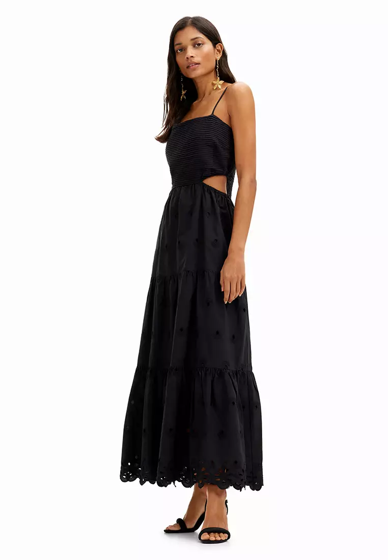 Desigual Woman Long embroidered cut-out dress.