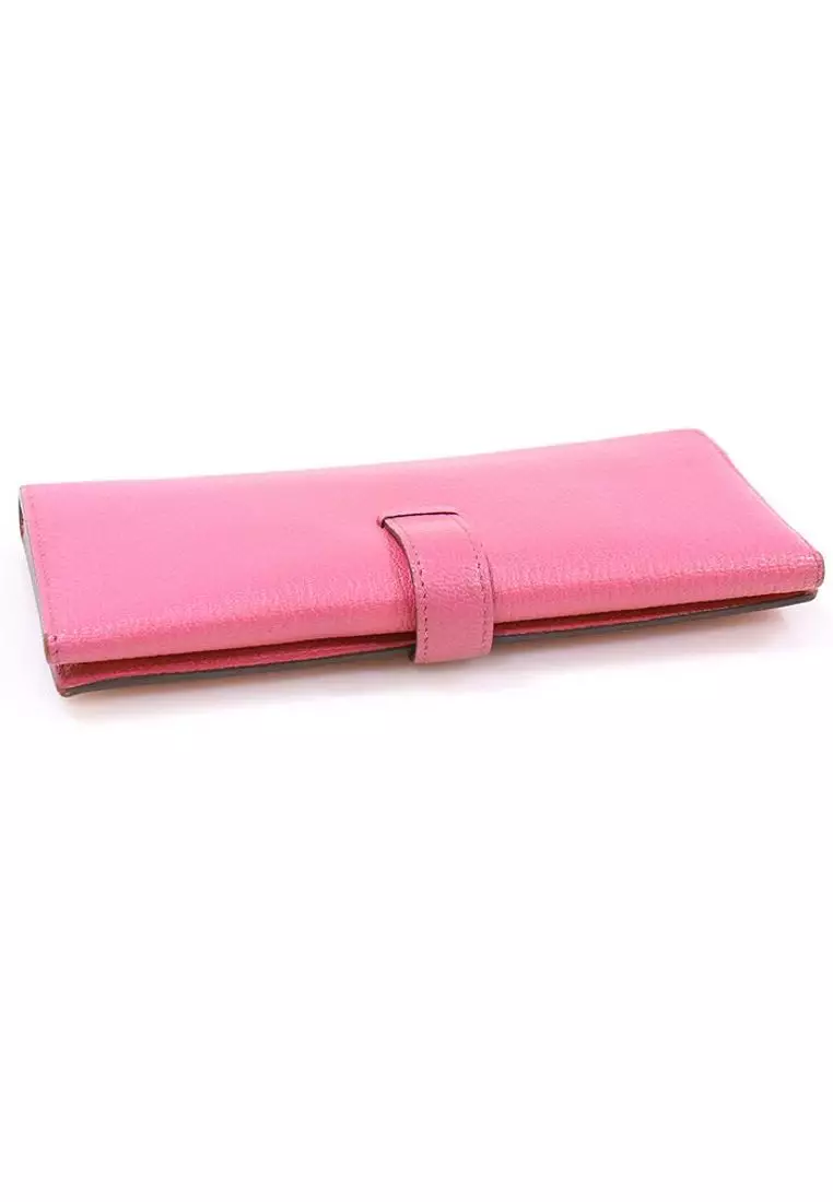 二手 Rose Azalee Mizore 山羊皮銀色雙折錢包（印章款）