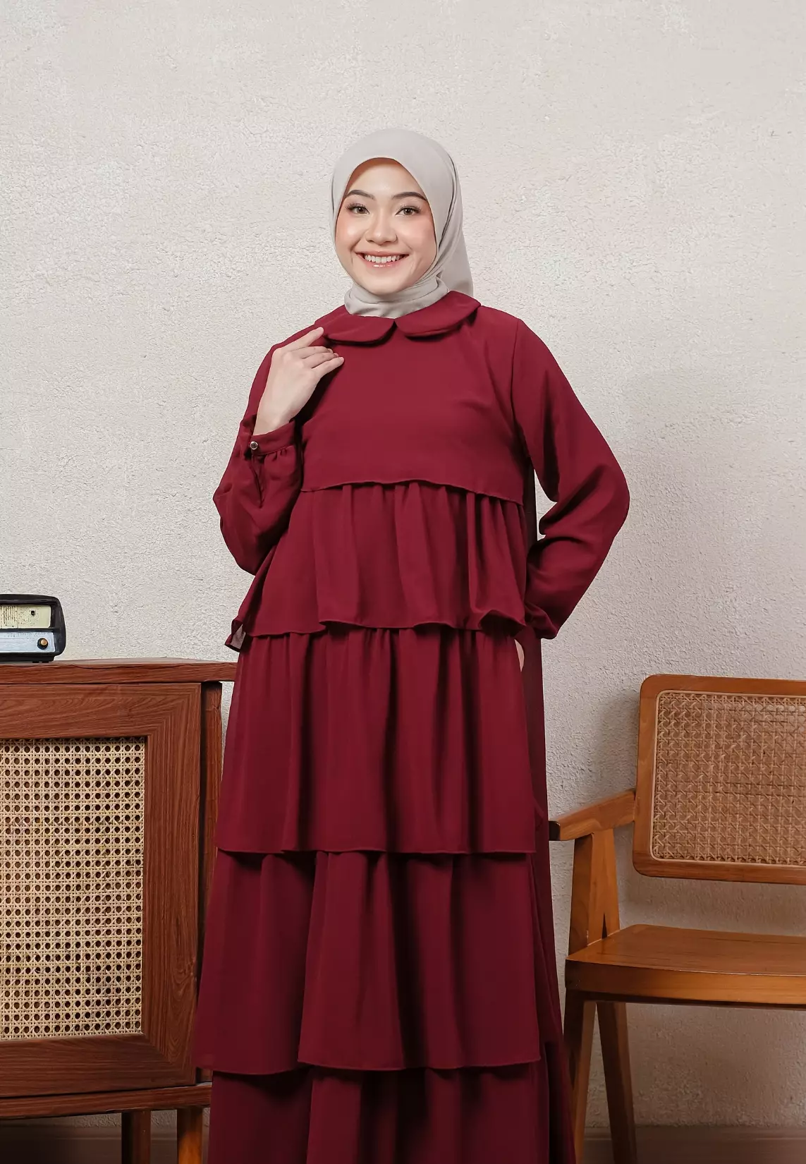 Evelyn Dress - Maroon