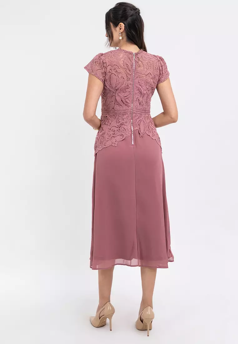 DAVINA Lace Top Midi Dress