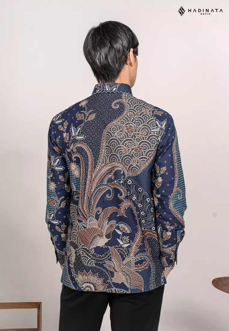 Hadinata Embroidery Batik Kemeja Panjang Omkara Navy