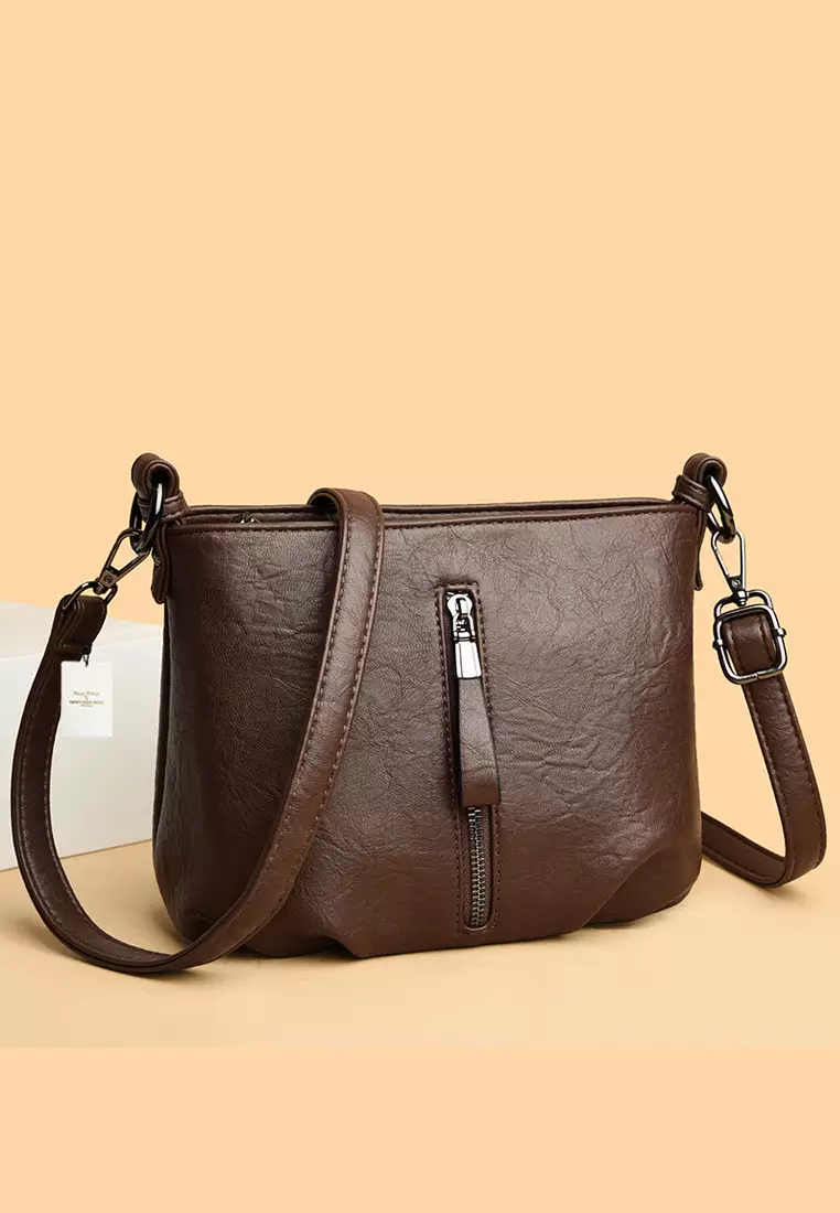 Textured Faux Leather Cross-Body Bucket Bag JW HD-3938