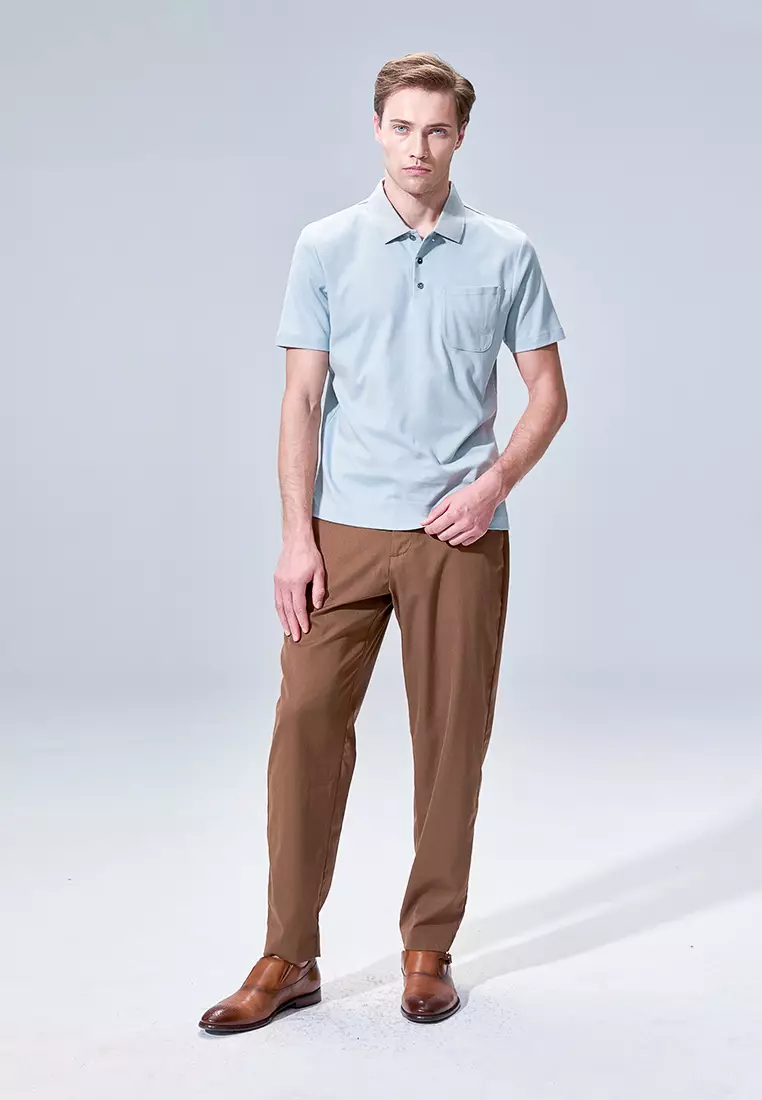 Clearly Aqua Styled Pocket Polo Shirt