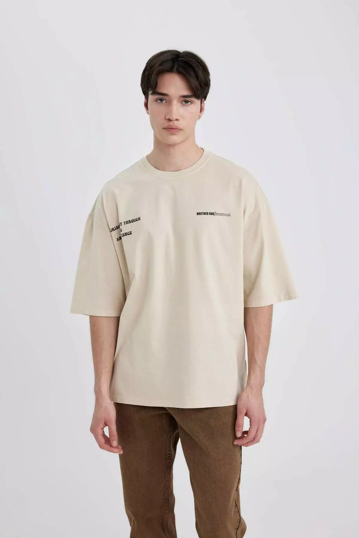 Loose Fit Crew Neck Back Printed Short Sleeve T-Shirt B8494Ax24Sm