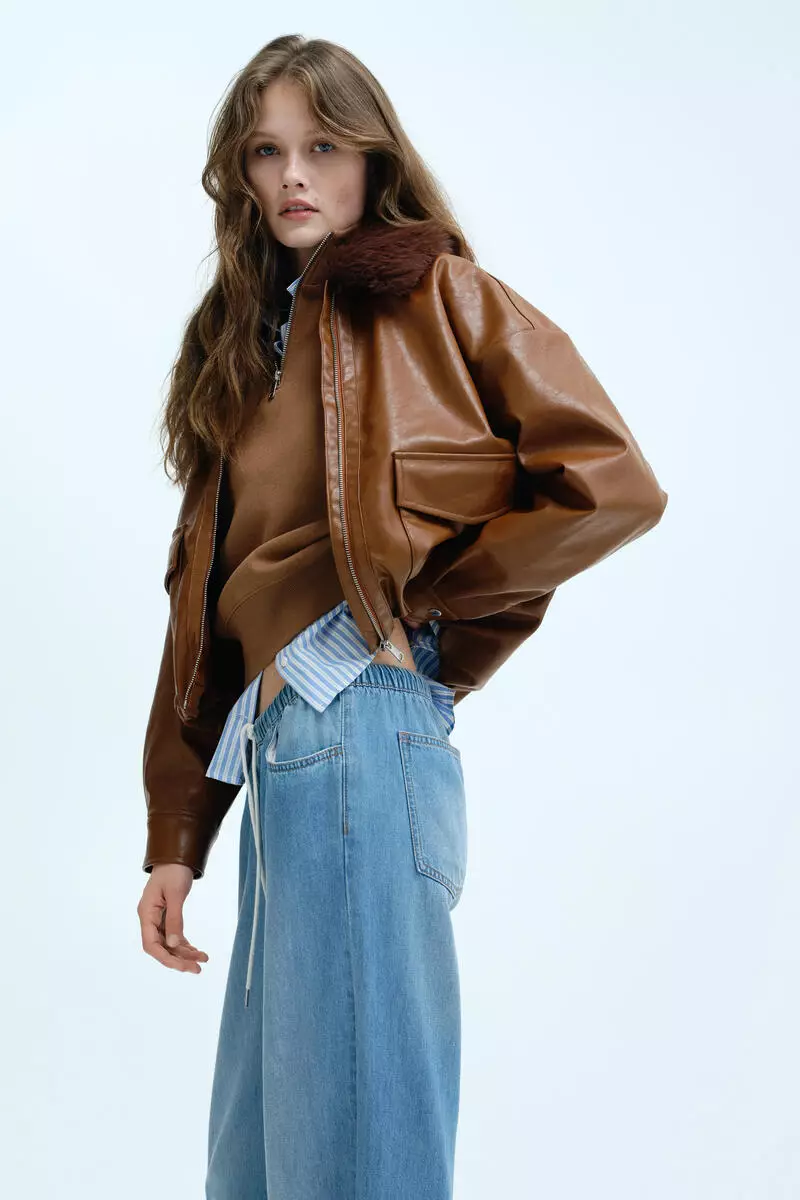 Denim drawstring trousers