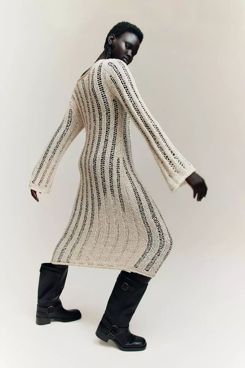 Ladder-stitch-look knitted dress